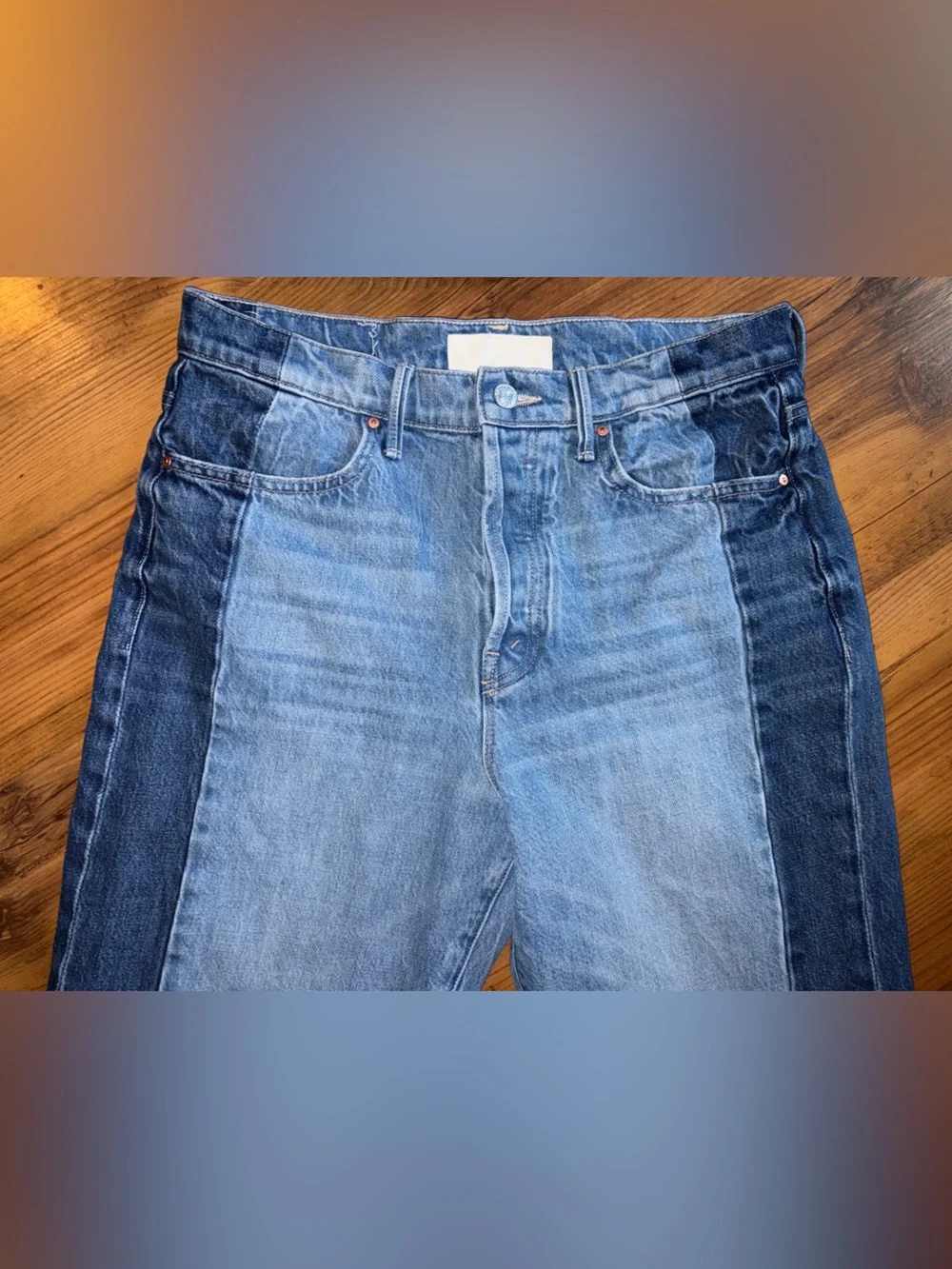 Mother The Tux Sidestepper Sneak Fray “Double Stacked” two-tone Jeans 29 - Picture 3 of 16